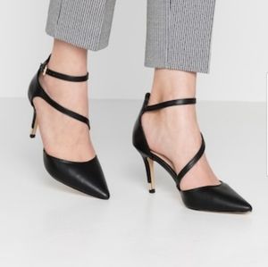 Aldo Vetrano Black Gold Stiletto Heel Pumps 8.5